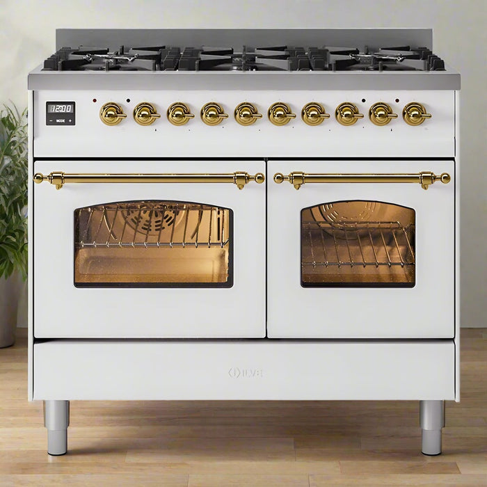ILVE Nostalgie II 40 inch Dual Fuel Range with 6 Total Black Brass Burners (Limited Edition) -UPD406NMP