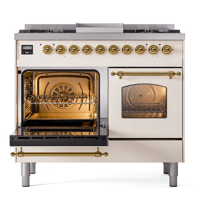 ILVE 40" Nostalgie II Dual Fuel Range with 6 Sealed Burners, Griddle, Triple Glass Door - UPD40FNMP