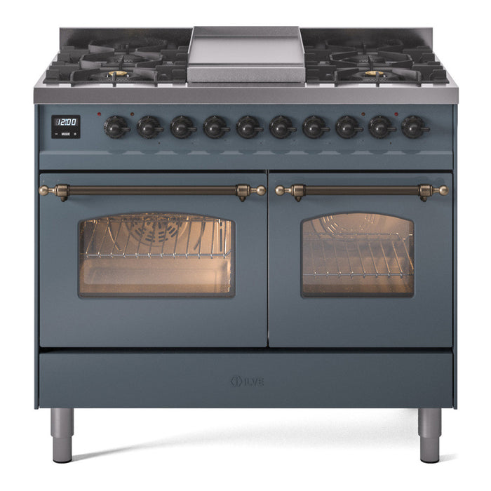 ILVE 40" Nostalgie II Dual Fuel Range with 6 Sealed Burners, Griddle, Triple Glass Door - UPD40FNMP