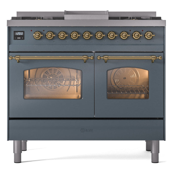 ILVE 40" Nostalgie II Dual Fuel Range with 6 Sealed Burners, Griddle, Triple Glass Door - UPD40FNMP