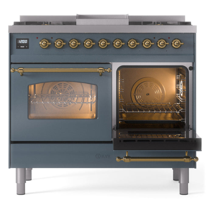 ILVE 40" Nostalgie II Dual Fuel Range with 6 Sealed Burners, Griddle, Triple Glass Door - UPD40FNMP