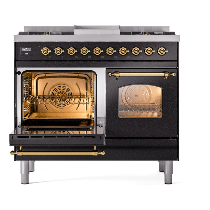 ILVE 40" Nostalgie II Dual Fuel Range with 6 Sealed Burners, Griddle, Triple Glass Door - UPD40FNMP