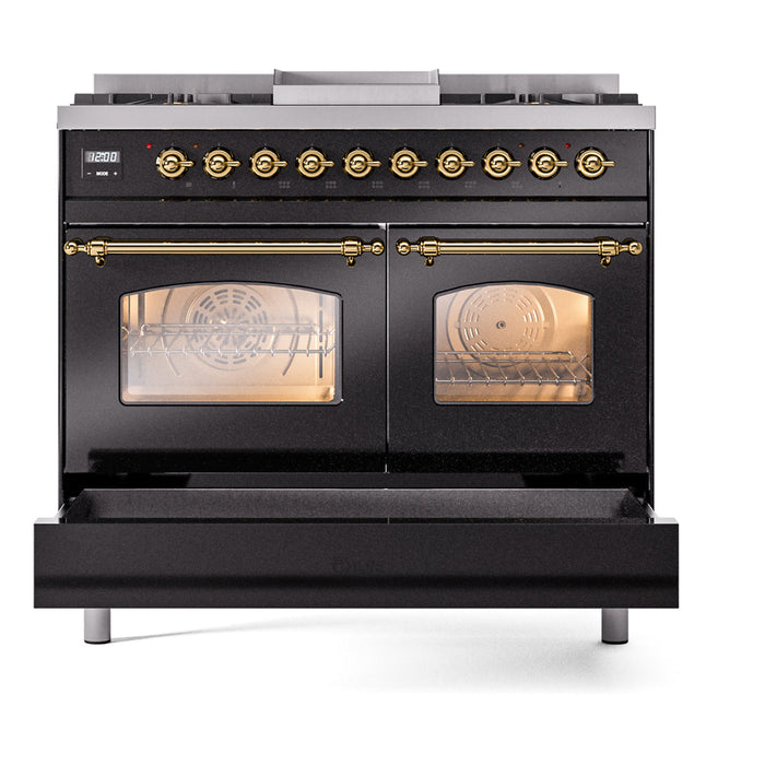 ILVE 40" Nostalgie II Dual Fuel Range with 6 Sealed Burners, Griddle, Triple Glass Door - UPD40FNMP