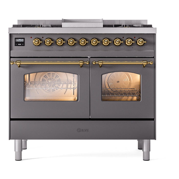 ILVE 40" Nostalgie II Dual Fuel Range with 6 Sealed Burners, Griddle, Triple Glass Door - UPD40FNMP