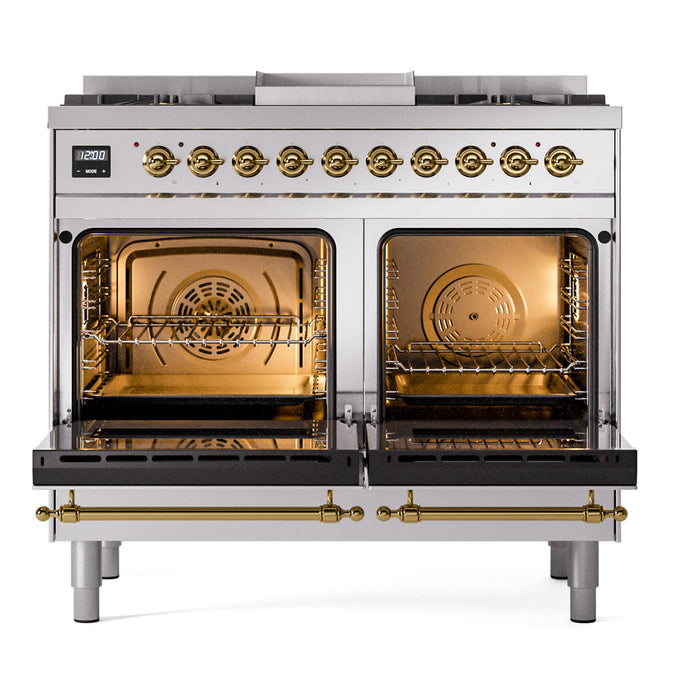 ILVE 40" Nostalgie II Dual Fuel Range with 6 Sealed Burners, Griddle, Triple Glass Door - UPD40FNMP