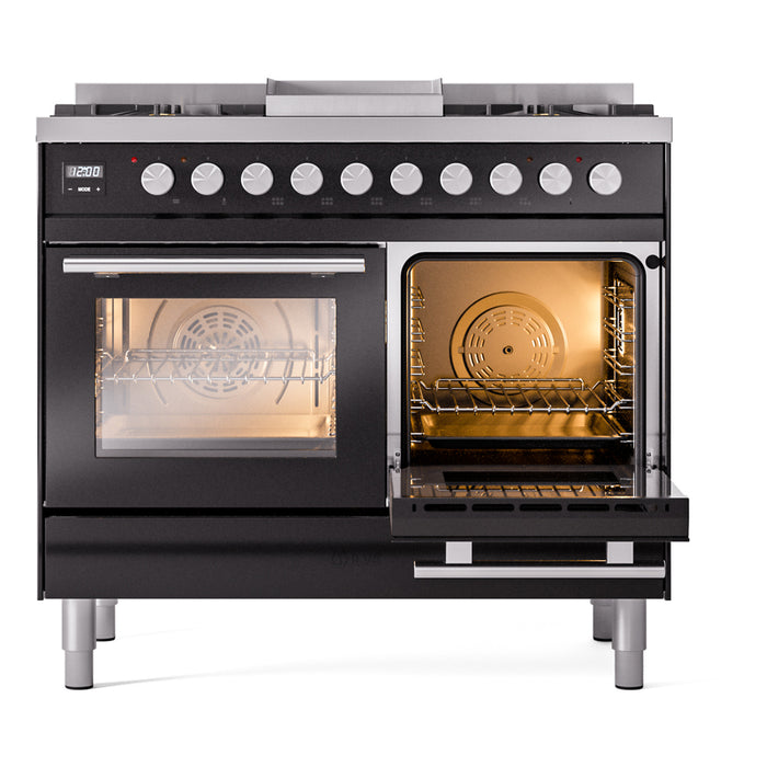 ILVE 40" Professional Plus II Dual Fuel Range with 6 Sealed Burners + Griddle, Triple Glass Door - UPD40FWMP