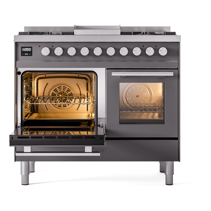 ILVE 40" Professional Plus II Dual Fuel Range with 6 Sealed Burners + Griddle, Triple Glass Door - UPD40FWMP