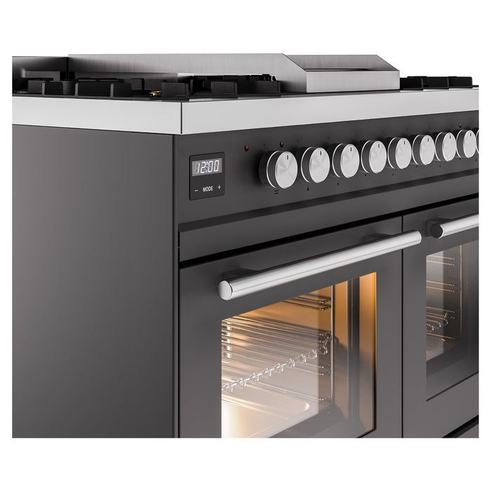 ILVE 40" Professional Plus II Dual Fuel Range with 6 Sealed Burners + Griddle, Triple Glass Door - UPD40FWMP