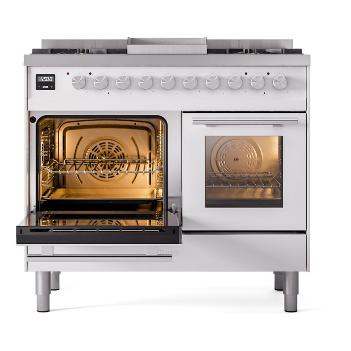 ILVE 40" Professional Plus II Dual Fuel Range with 6 Sealed Burners + Griddle, Triple Glass Door - UPD40FWMP