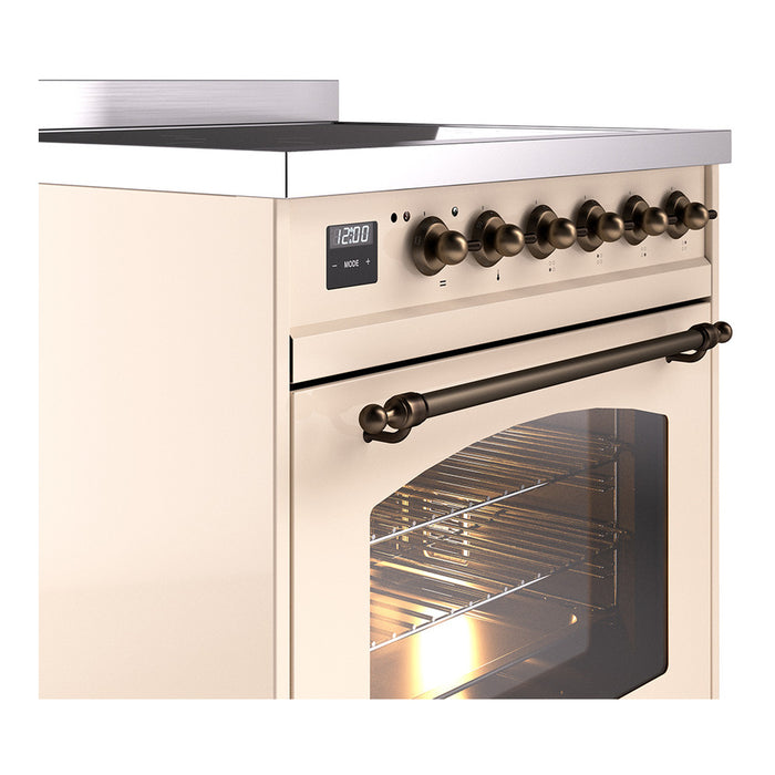 ILVE 30" Nostalgie II Induction Range with 4 Elements, Triple Glass Door - UPI304NMP