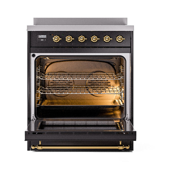 ILVE 30" Nostalgie II Induction Range with 4 Elements, Triple Glass Door - UPI304NMP