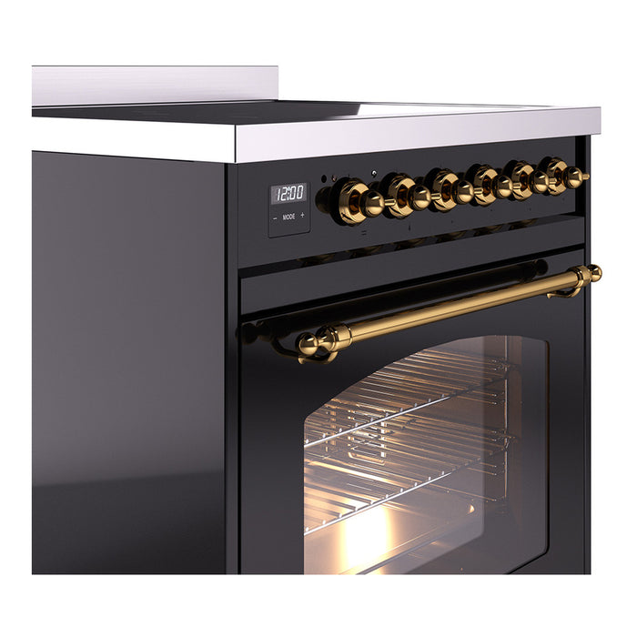 ILVE 30" Nostalgie II Induction Range with 4 Elements, Triple Glass Door - UPI304NMP