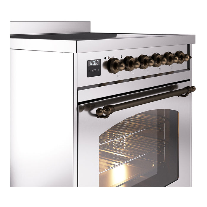 ILVE 30" Nostalgie II Induction Range with 4 Elements, Triple Glass Door - UPI304NMP