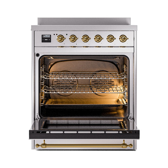 ILVE 30" Nostalgie II Induction Range with 4 Elements, Triple Glass Door - UPI304NMP