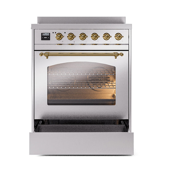 ILVE 30" Nostalgie II Induction Range with 4 Elements, Triple Glass Door - UPI304NMP