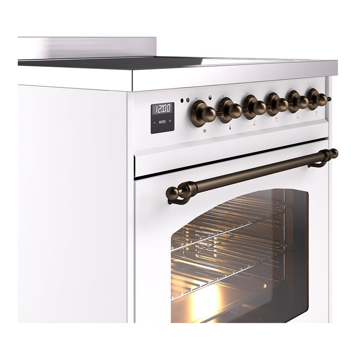 ILVE 30" Nostalgie II Induction Range with 4 Elements, Triple Glass Door - UPI304NMP