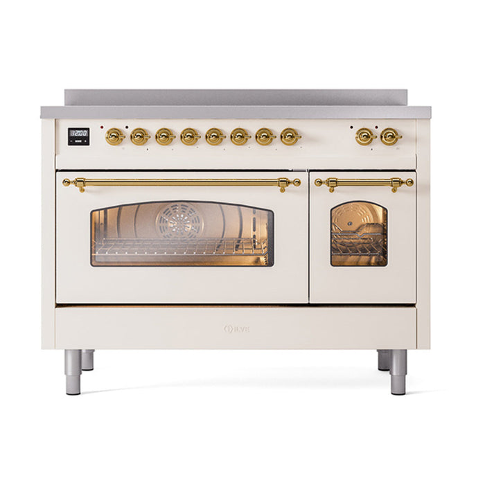 ILVE 48" Nostalgie II Electric Double Oven Range with 6 Elements, Triple Glass Cool Door  - UPI486NMP