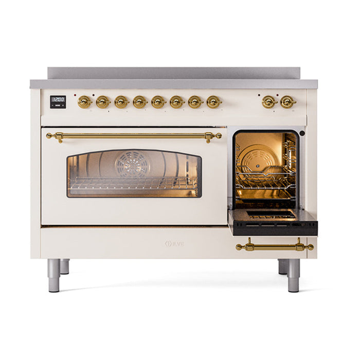 ILVE 48" Nostalgie II Electric Double Oven Range with 6 Elements, Triple Glass Cool Door  - UPI486NMP