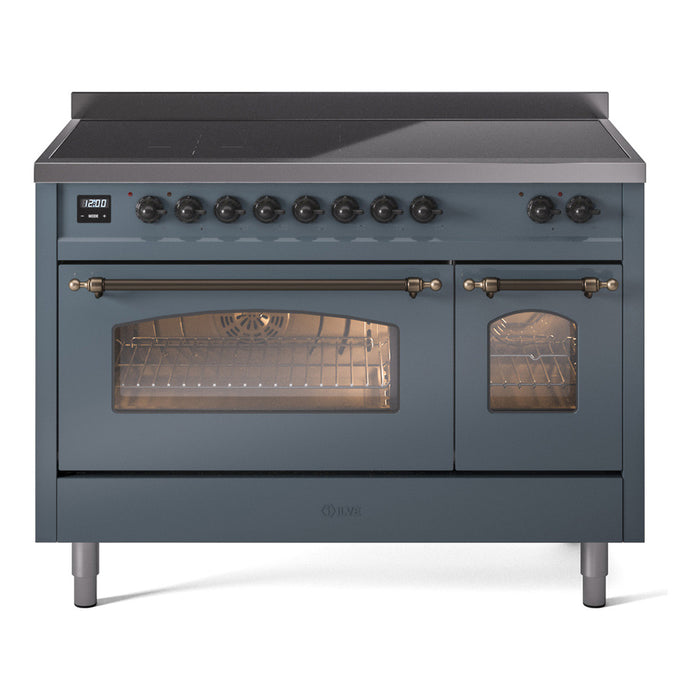 ILVE 48" Nostalgie II Electric Double Oven Range with 6 Elements, Triple Glass Cool Door  - UPI486NMP