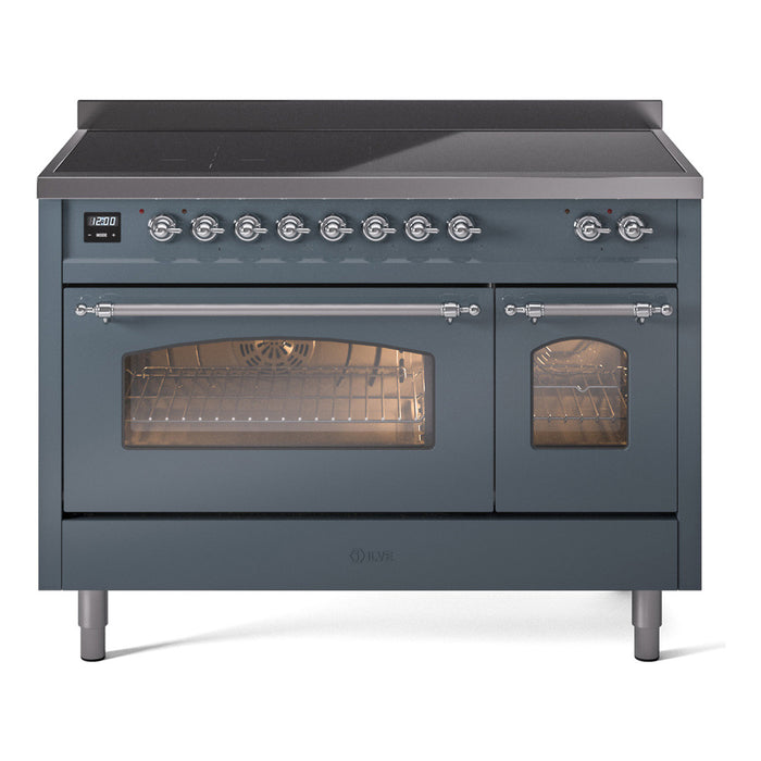 ILVE 48" Nostalgie II Electric Double Oven Range with 6 Elements, Triple Glass Cool Door  - UPI486NMP