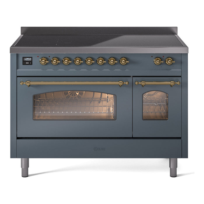 ILVE 48" Nostalgie II Electric Double Oven Range with 6 Elements, Triple Glass Cool Door  - UPI486NMP