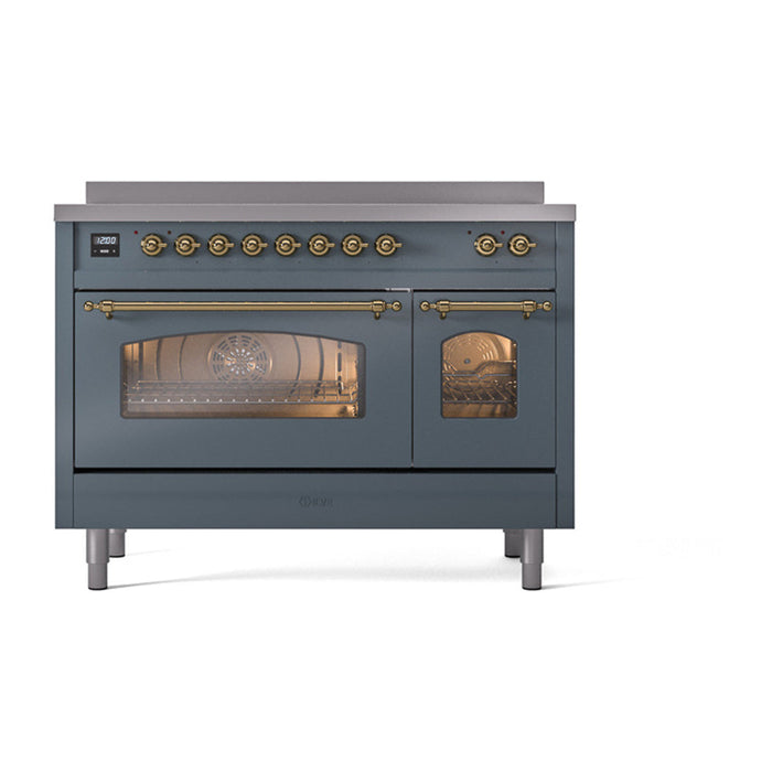 ILVE 48" Nostalgie II Electric Double Oven Range with 6 Elements, Triple Glass Cool Door  - UPI486NMP