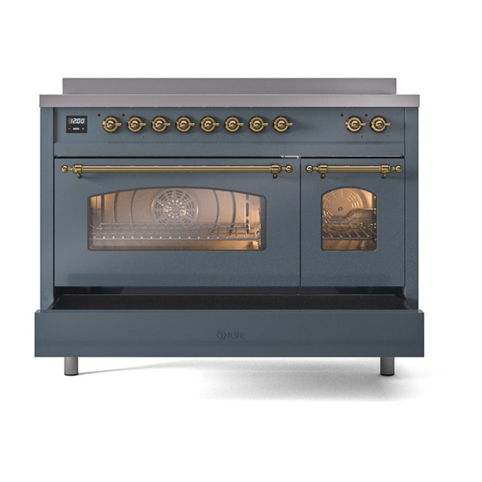 ILVE 48" Nostalgie II Electric Double Oven Range with 6 Elements, Triple Glass Cool Door  - UPI486NMP