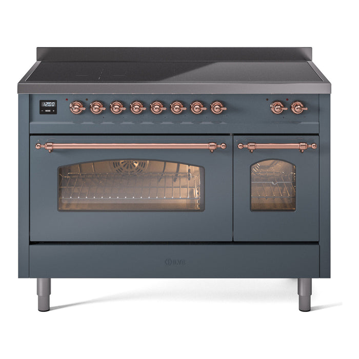 ILVE 48" Nostalgie II Electric Double Oven Range with 6 Elements, Triple Glass Cool Door  - UPI486NMP