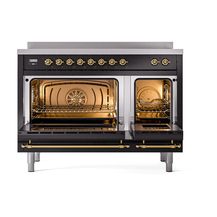 ILVE 48" Nostalgie II Electric Double Oven Range with 6 Elements, Triple Glass Cool Door  - UPI486NMP