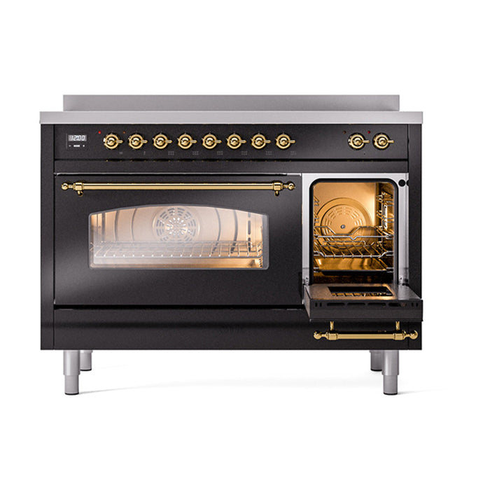 ILVE 48" Nostalgie II Electric Double Oven Range with 6 Elements, Triple Glass Cool Door  - UPI486NMP