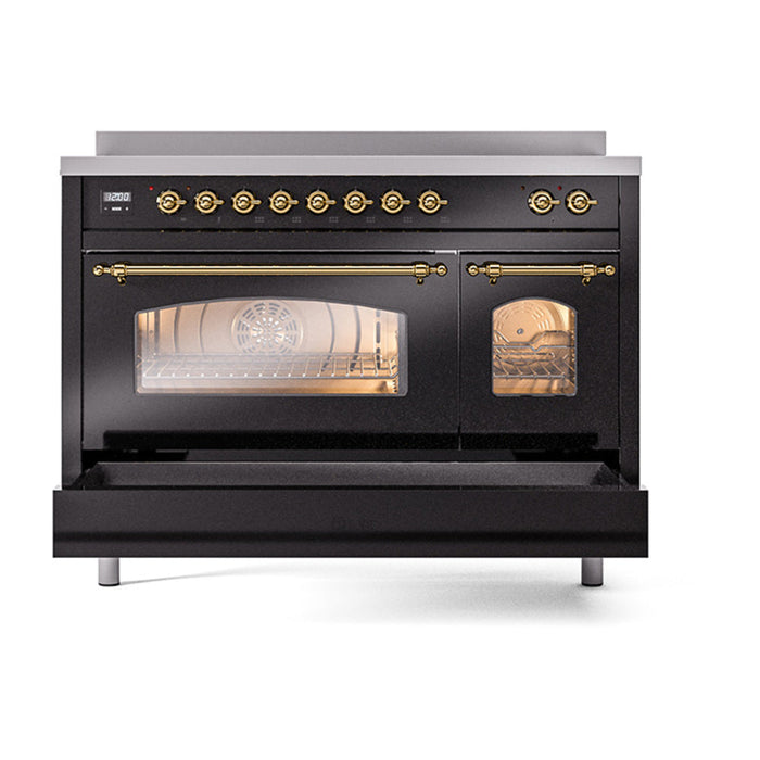 ILVE 48" Nostalgie II Electric Double Oven Range with 6 Elements, Triple Glass Cool Door  - UPI486NMP