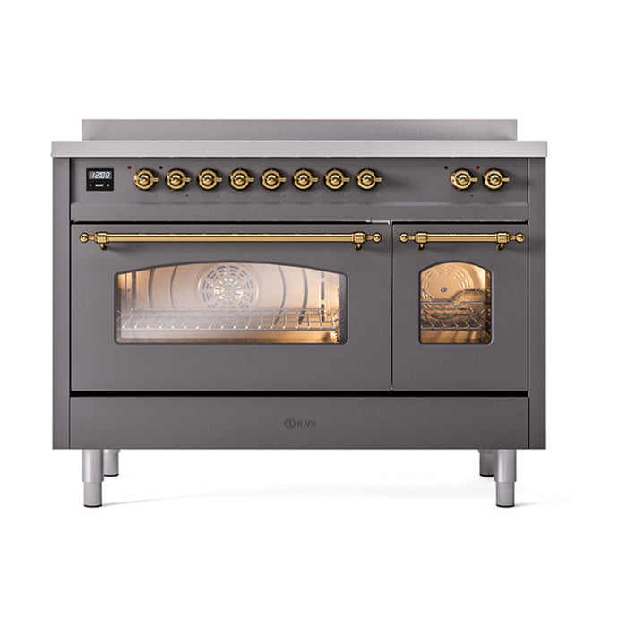 ILVE 48" Nostalgie II Electric Double Oven Range with 6 Elements, Triple Glass Cool Door  - UPI486NMP