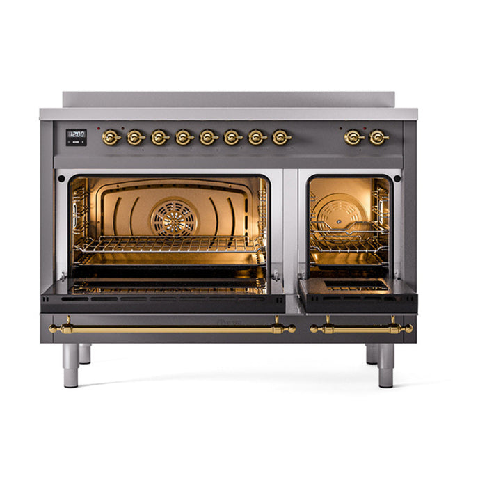 ILVE 48" Nostalgie II Electric Double Oven Range with 6 Elements, Triple Glass Cool Door  - UPI486NMP