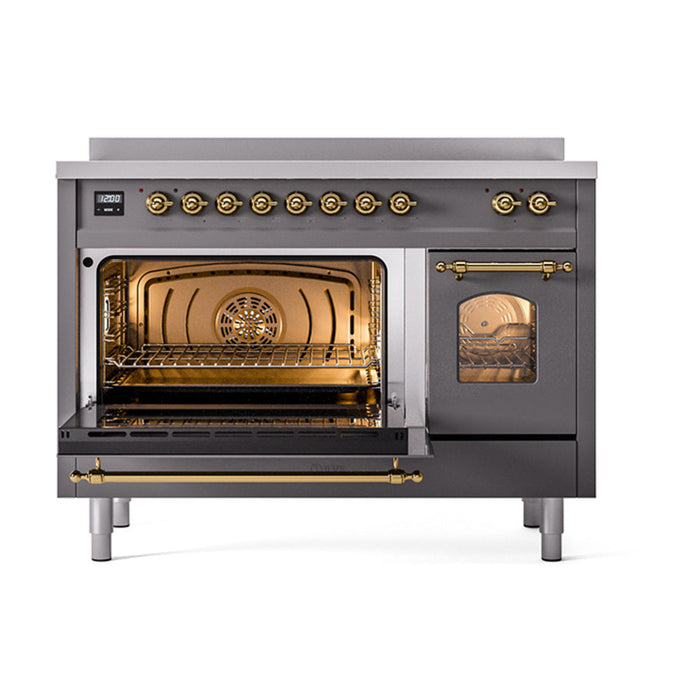 ILVE 48" Nostalgie II Electric Double Oven Range with 6 Elements, Triple Glass Cool Door  - UPI486NMP