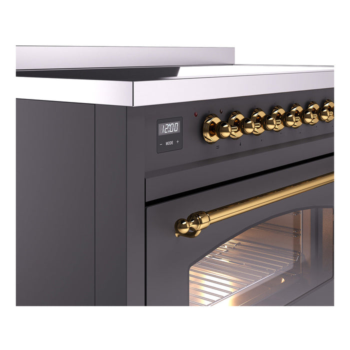 ILVE 48" Nostalgie II Electric Double Oven Range with 6 Elements, Triple Glass Cool Door  - UPI486NMP