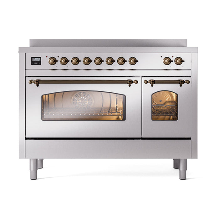 ILVE 48" Nostalgie II Electric Double Oven Range with 6 Elements, Triple Glass Cool Door  - UPI486NMP