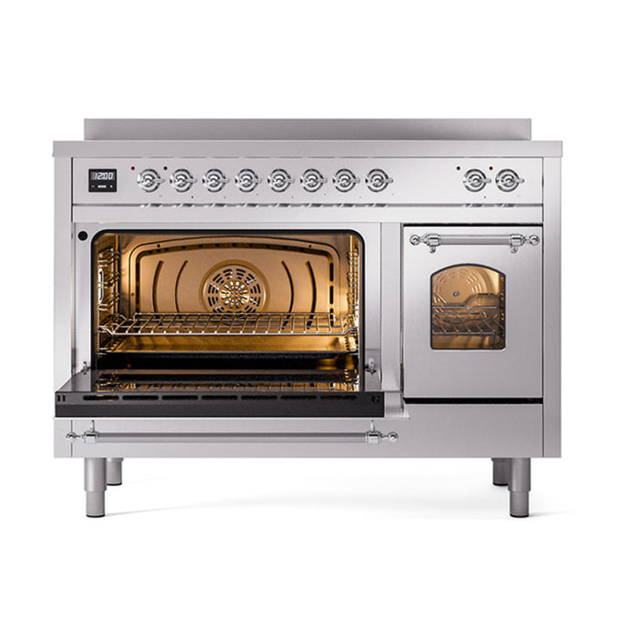 ILVE 48" Nostalgie II Electric Double Oven Range with 6 Elements, Triple Glass Cool Door  - UPI486NMP