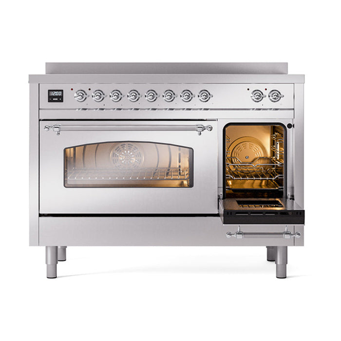 ILVE 48" Nostalgie II Electric Double Oven Range with 6 Elements, Triple Glass Cool Door  - UPI486NMP