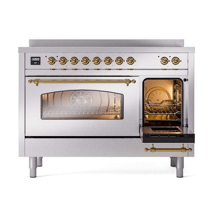 ILVE 48" Nostalgie II Electric Double Oven Range with 6 Elements, Triple Glass Cool Door  - UPI486NMP