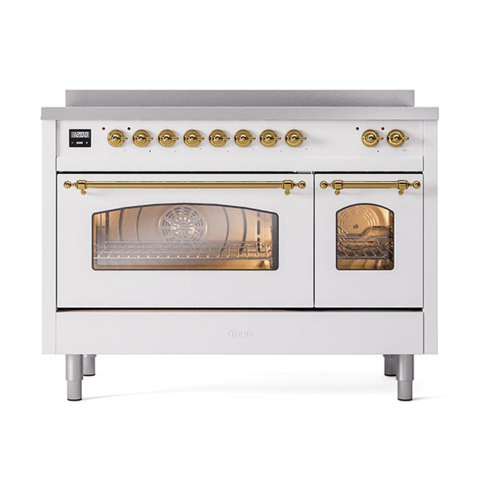 ILVE 48" Nostalgie II Electric Double Oven Range with 6 Elements, Triple Glass Cool Door  - UPI486NMP