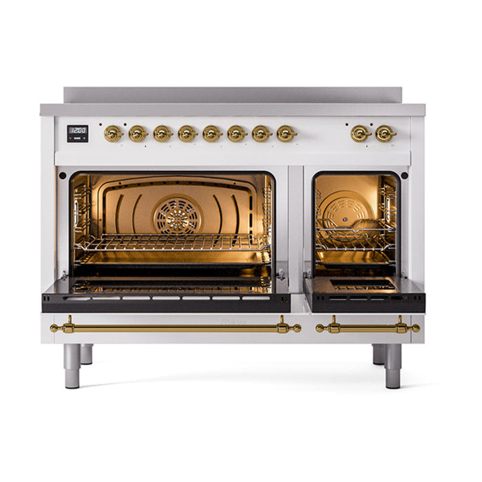 ILVE 48" Nostalgie II Electric Double Oven Range with 6 Elements, Triple Glass Cool Door  - UPI486NMP