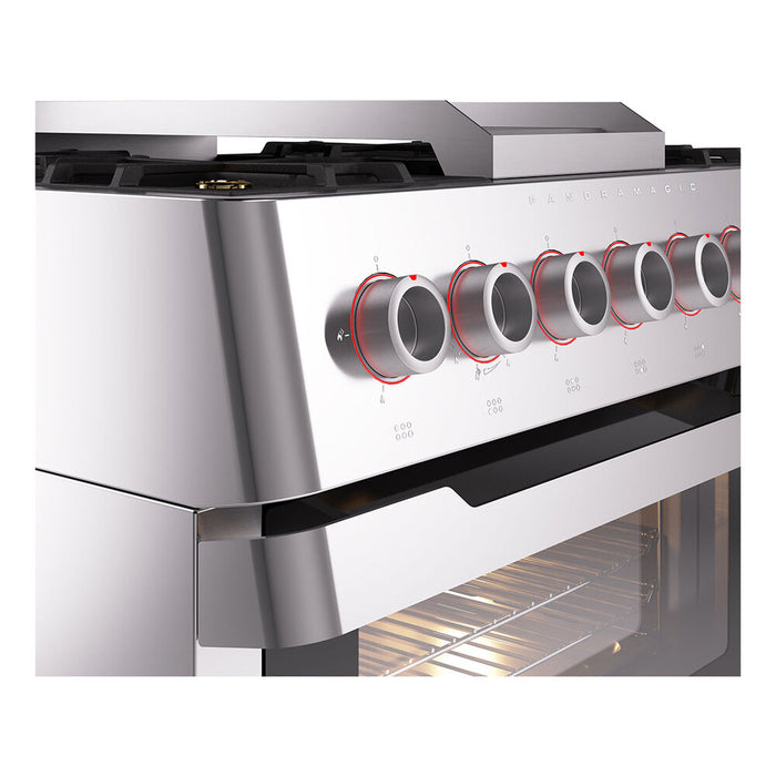 ILVE Panoramagic 36 inch Dual Fuel Range with 6 Burners, Griddle - UPM09FDS3SS