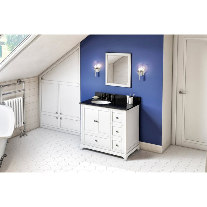 Jeffrey Alexander 36" White Addington Vanity, left offset