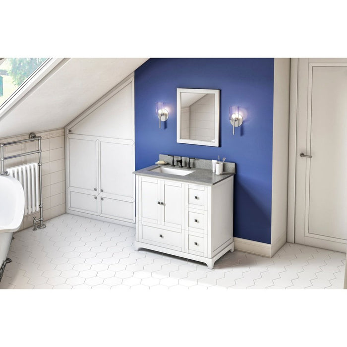 Jeffrey Alexander 36" White Addington Vanity, left offset