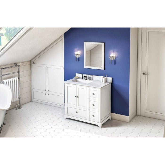 Jeffrey Alexander 36" White Addington Vanity, left offset