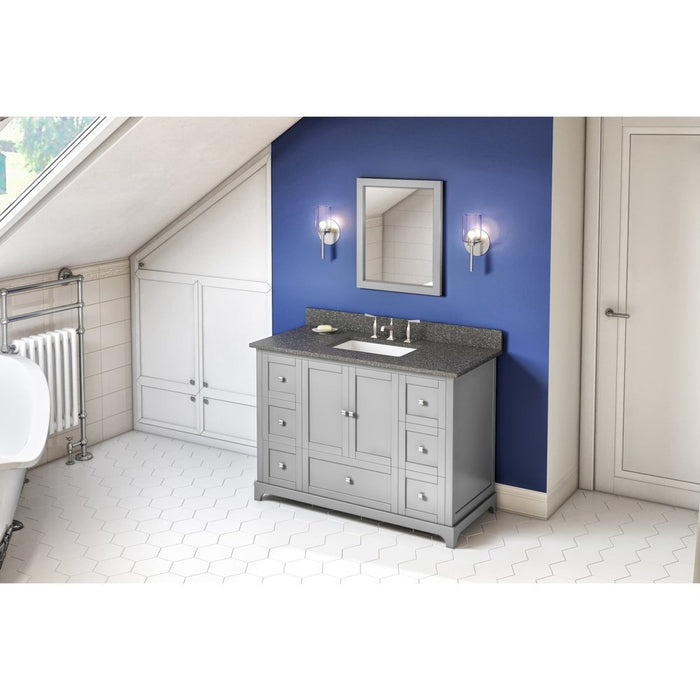 Jeffrey Alexander 48" Grey Addington Vanity, Boulder Cultured Marble Vanity Top, undermount rectangle bowl