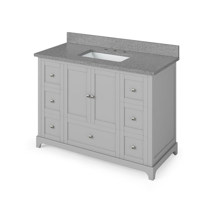 Jeffrey Alexander 48" Grey Addington Vanity, Steel Grey Cultured Marble Vanity Top, undermount rectangle bowl