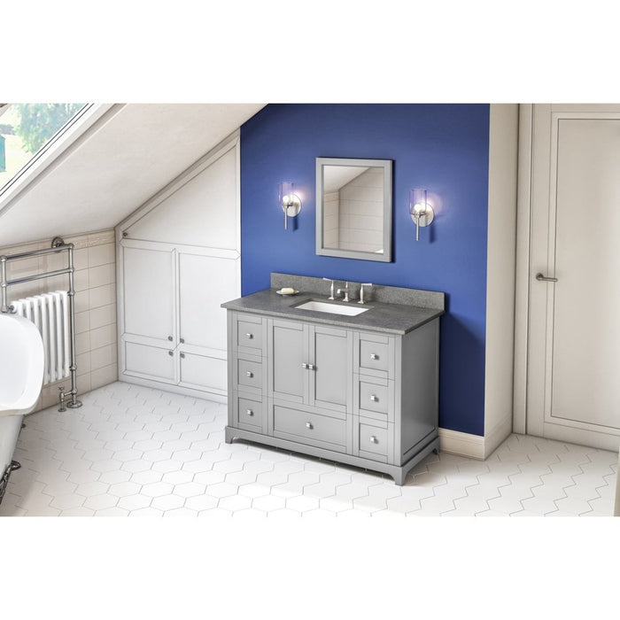 Jeffrey Alexander 48" Grey Addington Vanity, Steel Grey Cultured Marble Vanity Top, undermount rectangle bowl