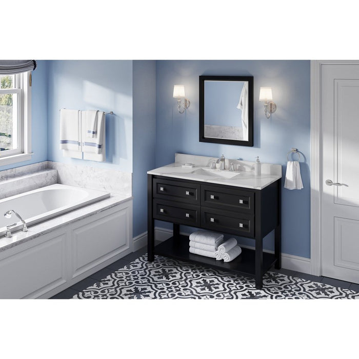 Jeffrey Alexander 48" Black Adler Vanity, Calacatta Vienna Quartz Vanity Top, undermount rectangle bowl