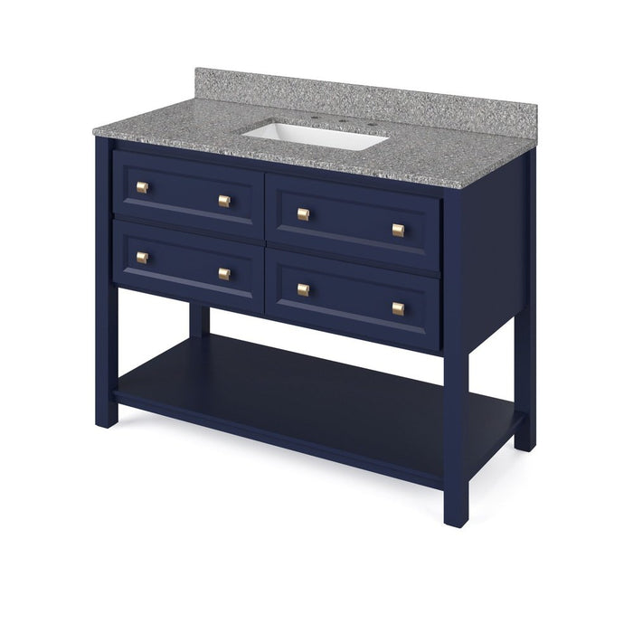 Jeffrey Alexander 48" Hale Blue Adler Vanity, Boulder Cultured Marble Vanity Top, undermount rectangle bowl